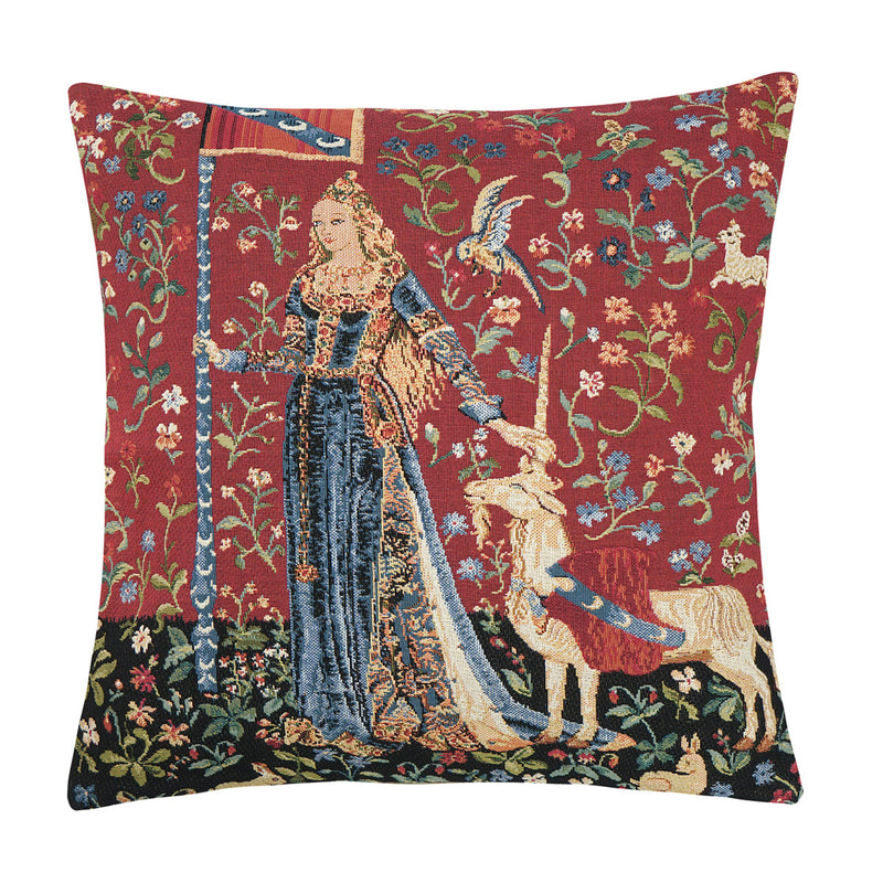 Belgian Tapestries  Kissenhülle 45 x 45 cm Unicorn - the Touch Gobelinkissen