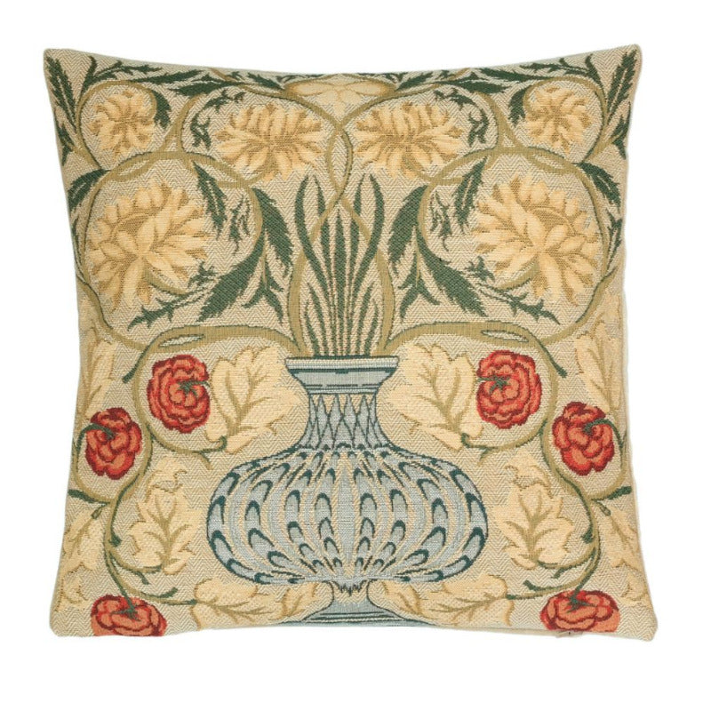 Kissenhülle Rosebowl – florales William-Morris-Design in Beige