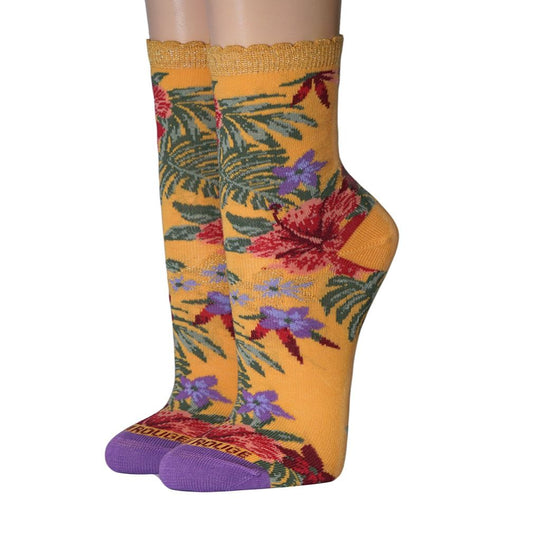 Ruban Rouge Damensocken Hawaii gelb 36-41