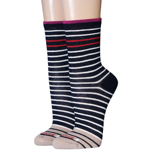 Ruban Rouge Damensocken Rayures Marin 36-41