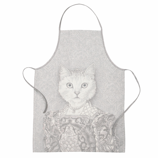 Küchenschürze mit grauer Katze