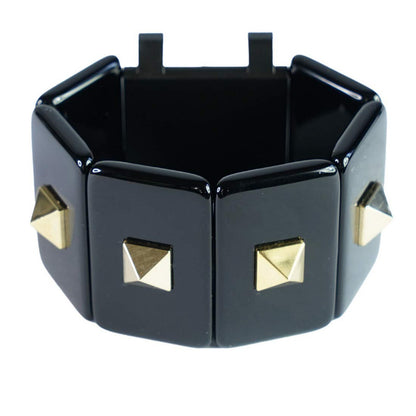 schwarzes Gliederarmband Stamps mit Nieten