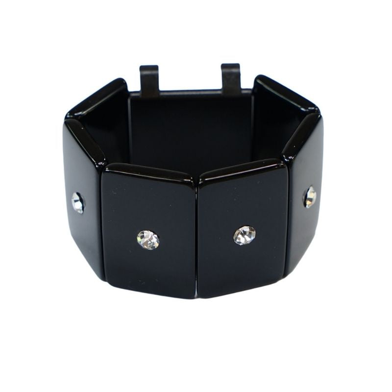 Stamps schwarzes Gliederarmband mit Schmucksteinen