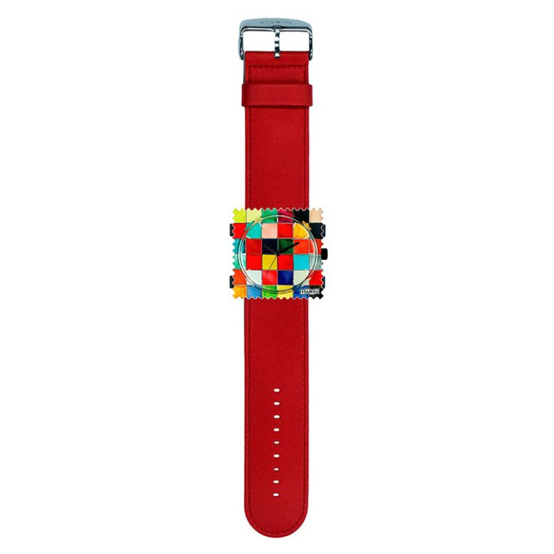 STAMPS komplette Uhr Glazed Tile mit rotem Armband