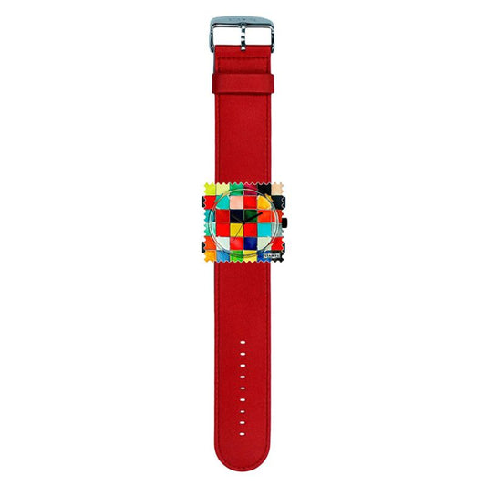 STAMPS komplette Uhr Glazed Tile mit rotem Armband