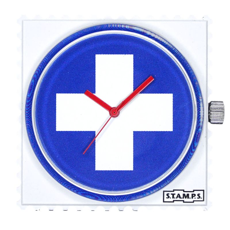 STAMPS Uhr weißes Kreuz auf Blau 