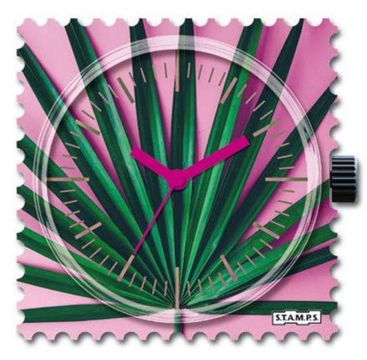 STAMPS Uhr Briefmarke Palmwedel auf Pink