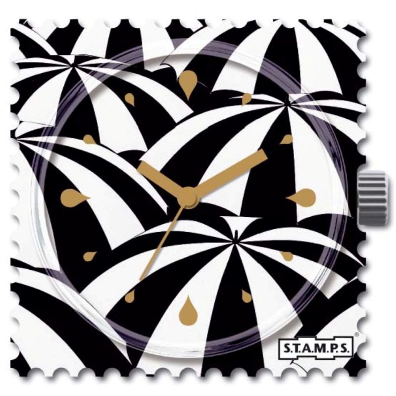 STAMPS Zifferblatt Motiv schwarz-weiß gestrefte Regenschrme
