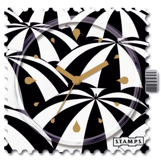 STAMPS Zifferblatt Motiv schwarz-weiß gestrefte Regenschrme