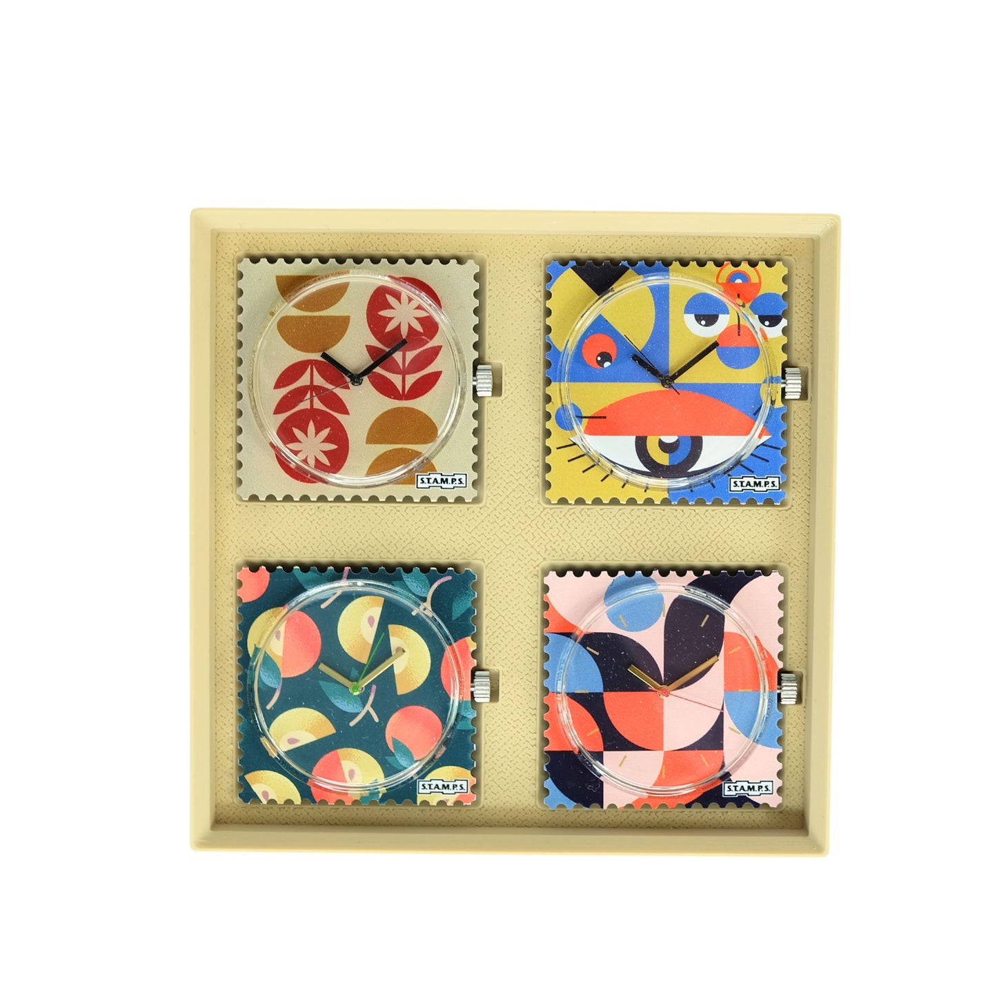 Aufbewahrung für Stamps 4 Uhrenmotive beige
