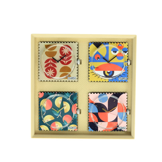 Aufbewahrung für Stamps 4 Uhrenmotive beige