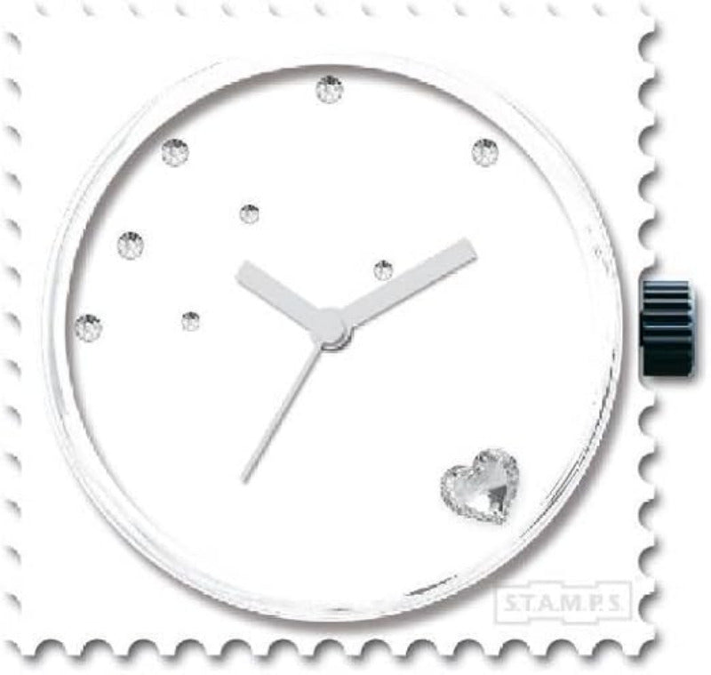 STAMPS Uhr weiß mit Herz Glitzerstein