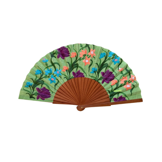 Fächer mit vielen Blumen auf Lindgrün
