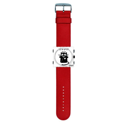STAMPS komplette Uhr kleine Katze mit Armband rot