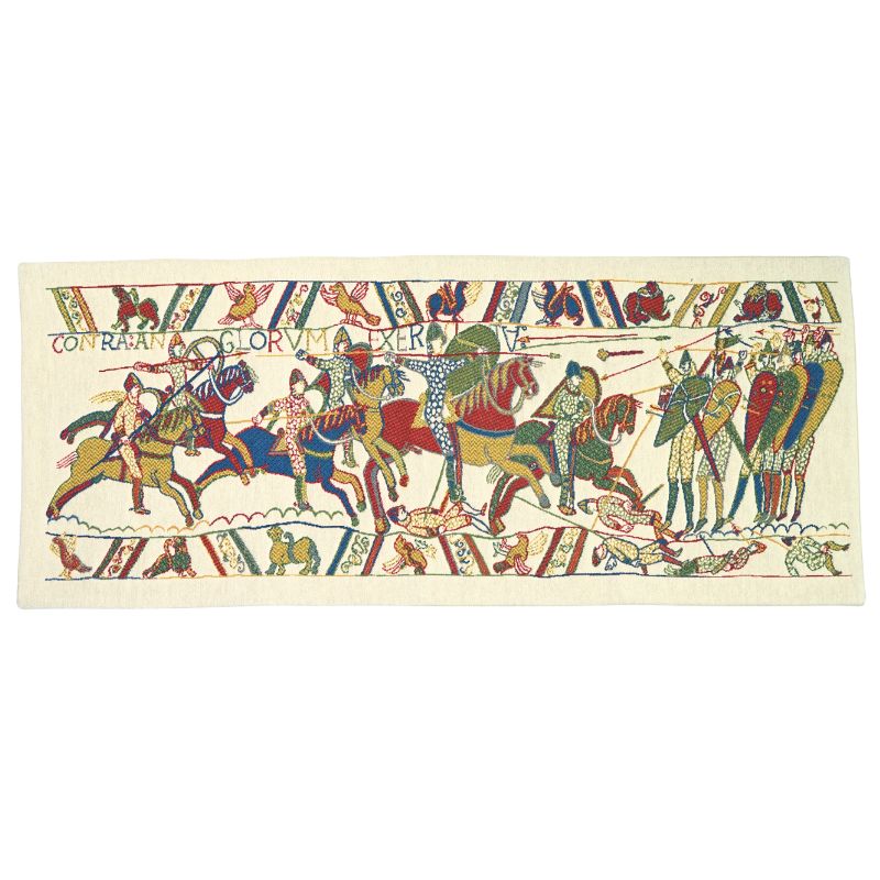 Wandbehang mit Details einer Schlacht vom Wandteppich aus Bayeux