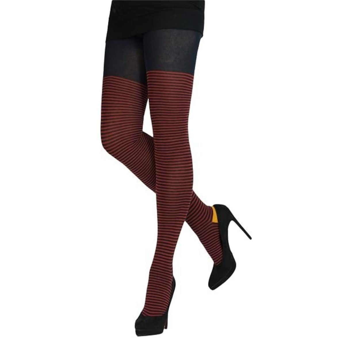 CRÖNERT Damen Strumpfhose schmaler Ringel bunte Ferse rost/marine