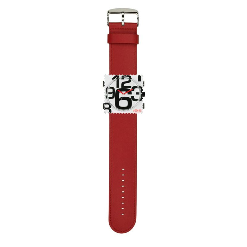 STAMPS komplette Uhr mit Zifferblatt In good Times auf Armband Rot satin