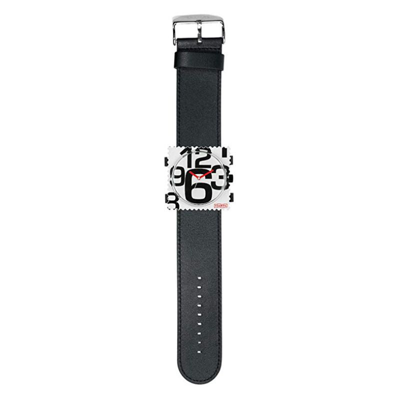 STAMPS komplette Uhr Zifferblatt In good Times auf schwarzem Lederarmband