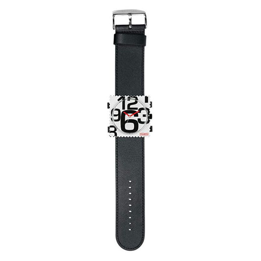 STAMPS komplette Uhr Zifferblatt In good Times auf schwarzem Lederarmband