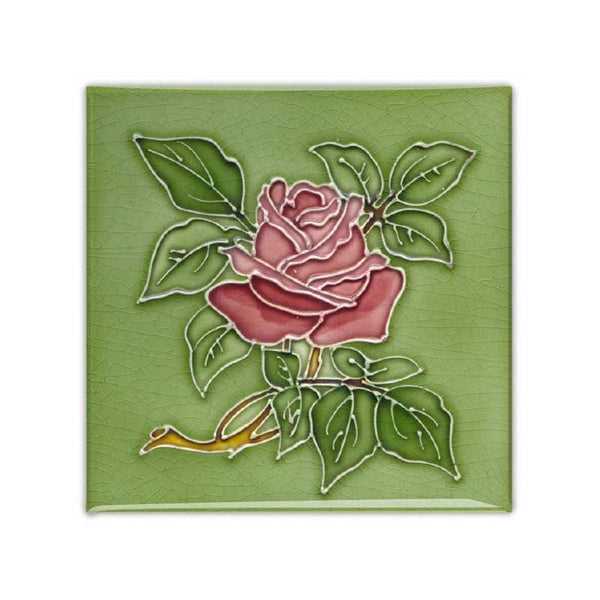 Magnet Art Nouveau Tile - Rose in green