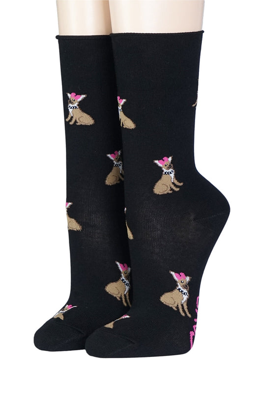 Crönert Socken Chihuahua Schleifen Schwarz