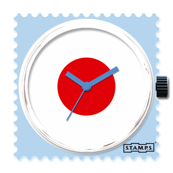 STAMPS Uhr roter Punkt auf weiß und blau