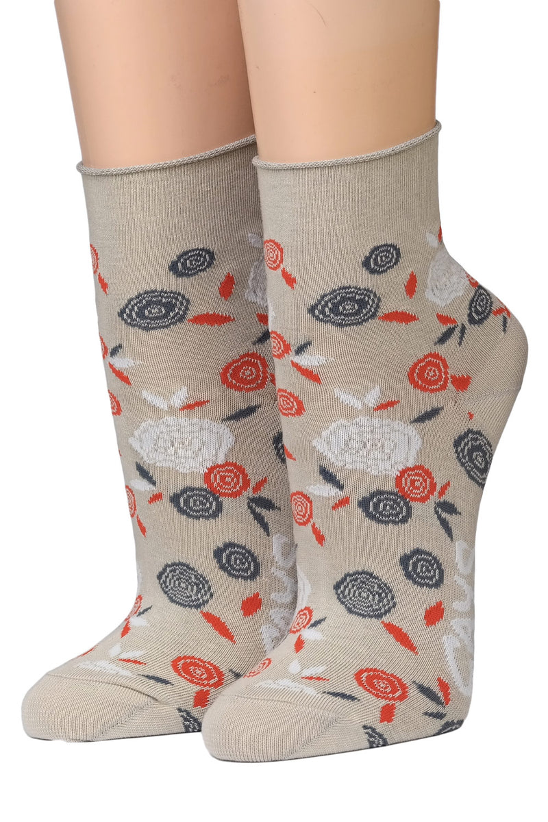 Crönert Kurzsocken Rosen 15507 Grau