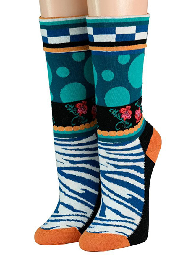 Crönert Damensocken mit Umschlag Design Zebra und Punkte Crönert Socken