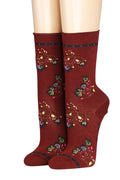 CRÖNERT Damensocken mit Rollrand Blütenzweige 18202