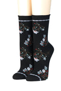 CRÖNERT Damensocken mit Rollrand Blütenzweige 18202