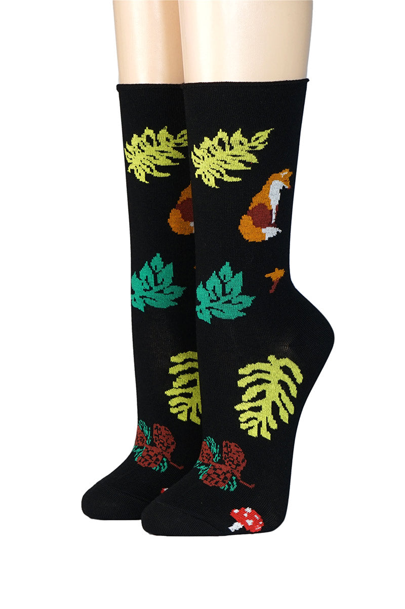 CRÖNERT Damensocken mit Rollrand Fuchs im Farn 18206