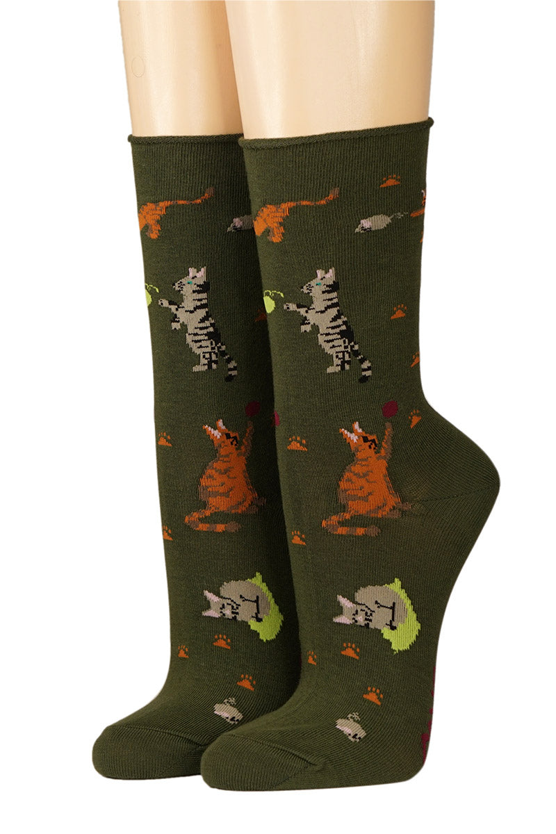 CRÖNERT Damensocken mit Rollrand von Katzen und Mäusen 18211