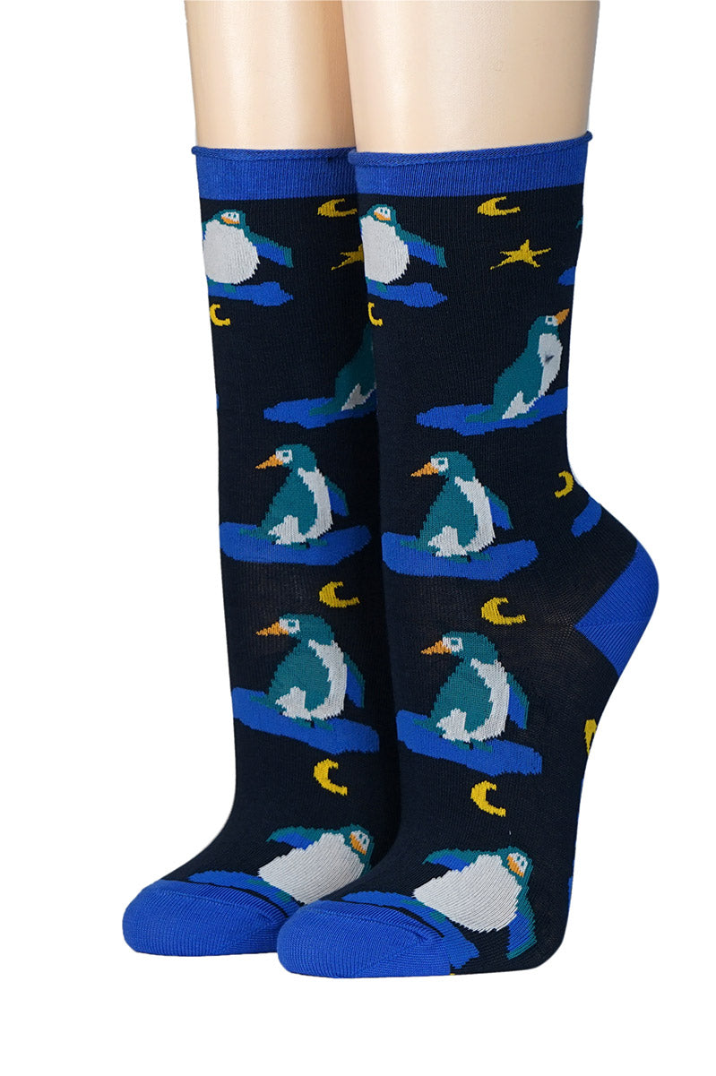 CRÖNERT Damensocken mit Rollrand Pinguine 18214