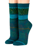 Damensocken Petrol Blüten