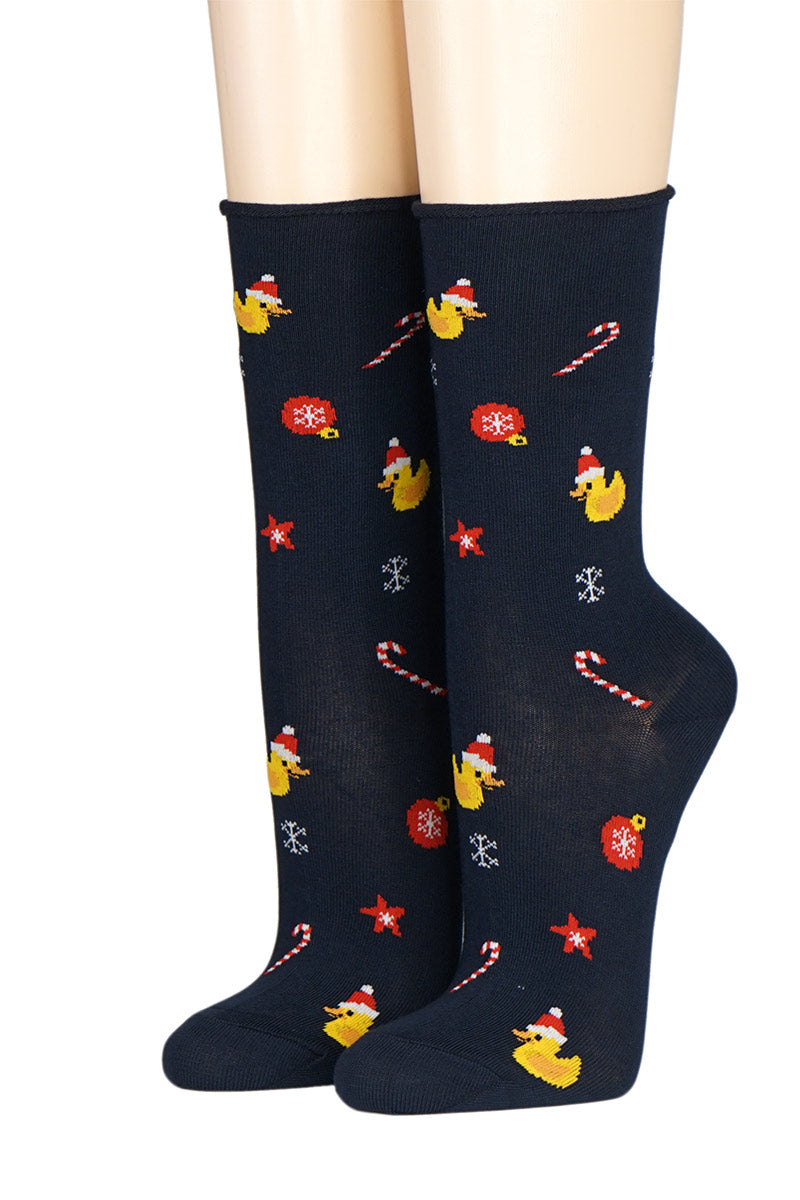 CRÖNERT Damensocken mit Rollrand Weihnachtsenten 18221