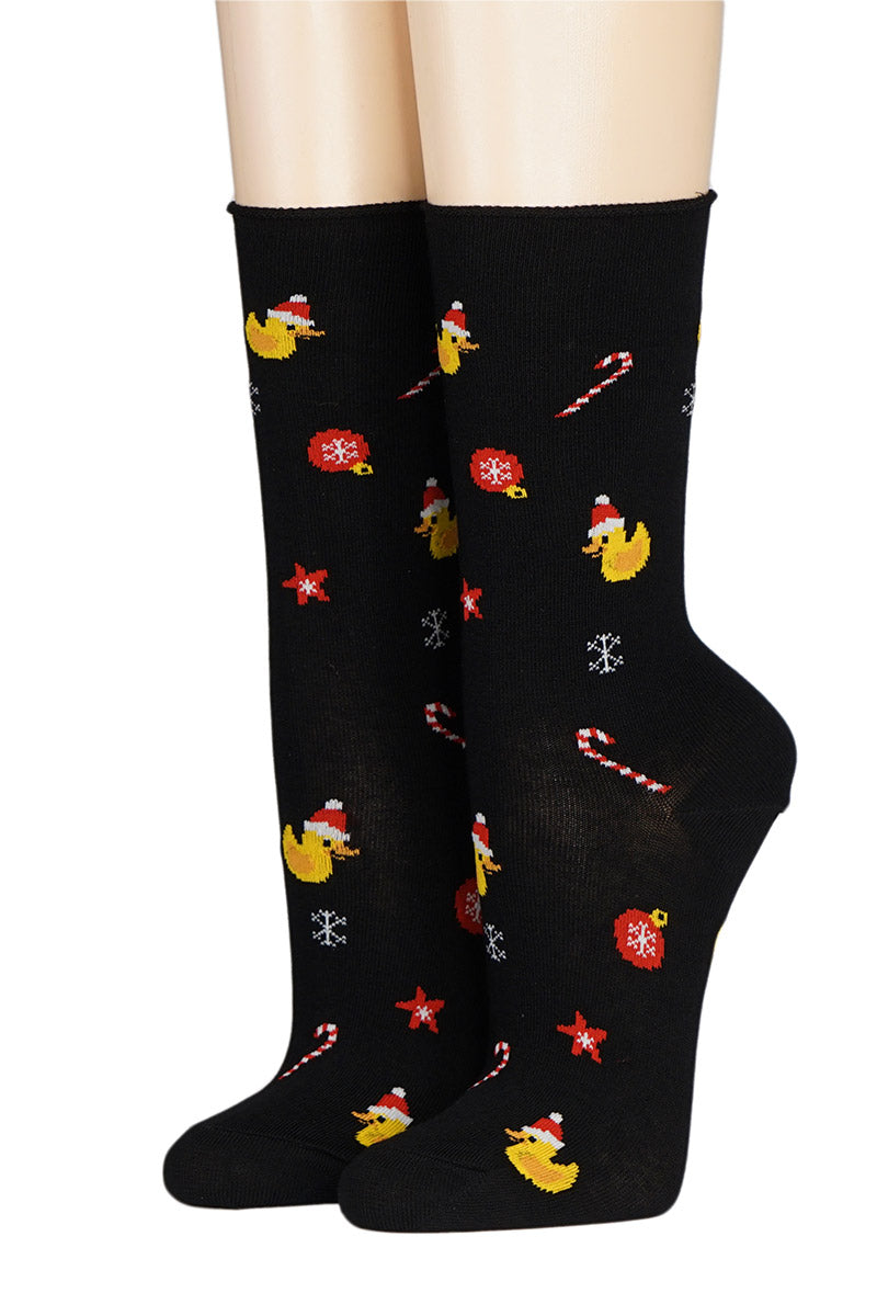 CRÖNERT Damensocken mit Rollrand Weihnachtsenten 18221