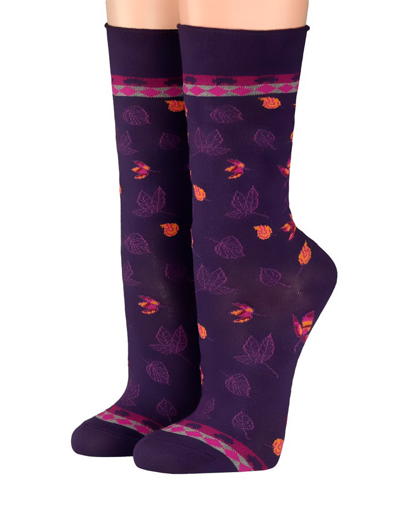 Crönert Socken Blätter im Wind violett