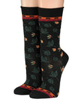 Crönert Socken Herbstblätter Schwarz 