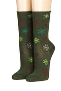 CRÖNERT Damensocken mit Rollrand Schneesterne 18234