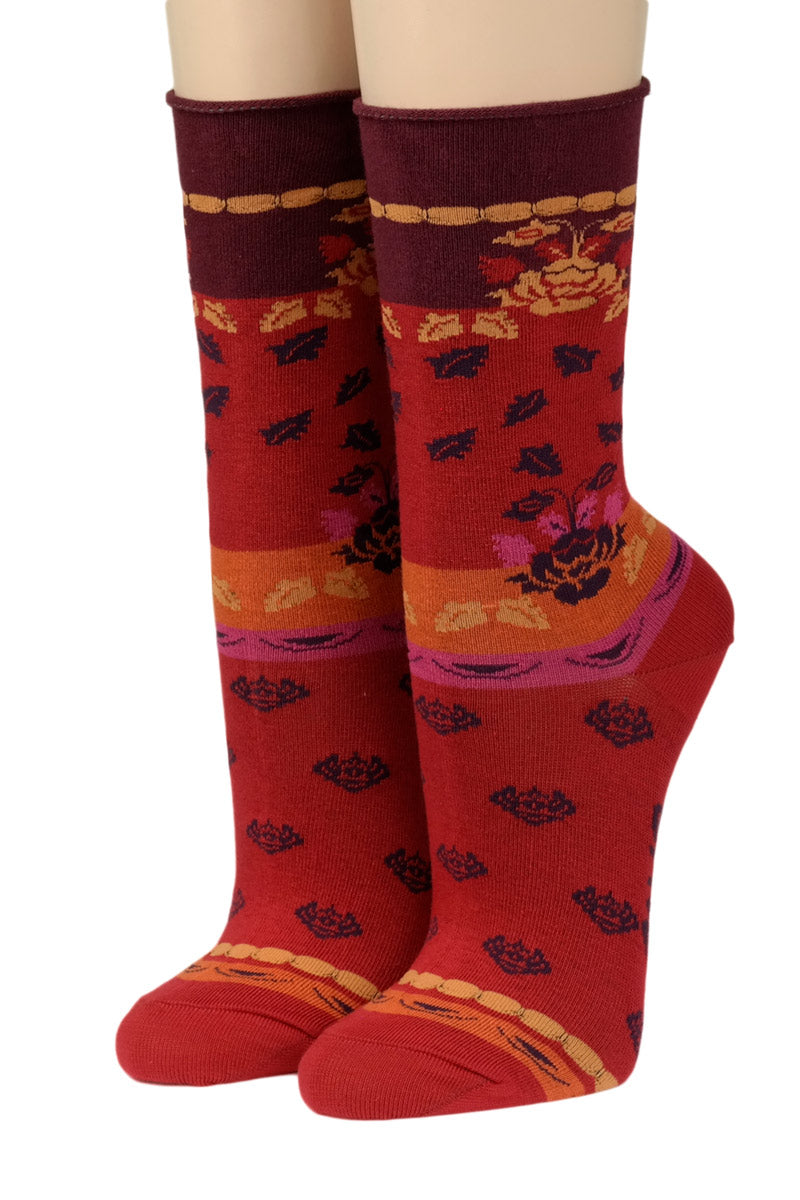 Crönert Socken Rollrand Dunkelrot 18405