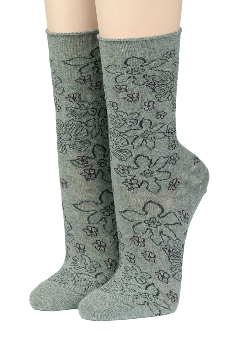 Crönert Socken Blüten Grau 