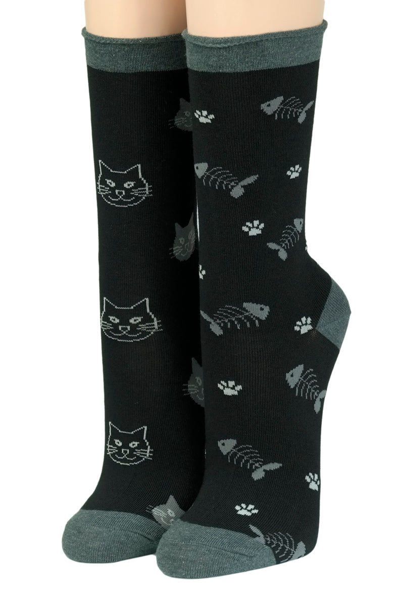 Crönert Socken Fisch Katzen Schwarz 