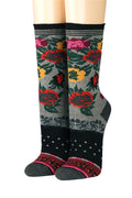 CRÖNERT Damensocken mit Rollrand große Blüten 18247