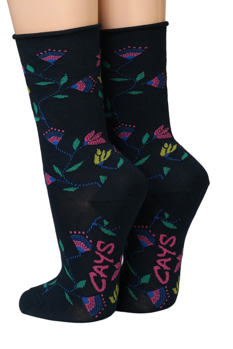 Crönert Socken Blumen 18518 Marine 