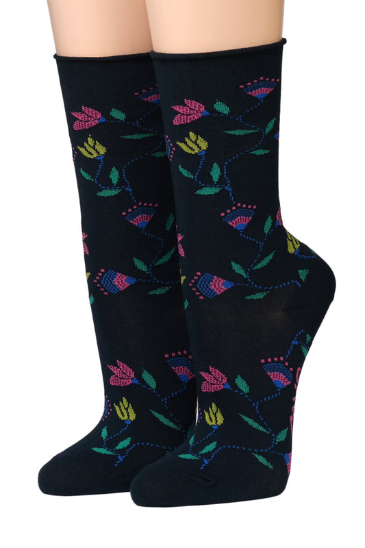 Crönert Socken Blumen Blau 