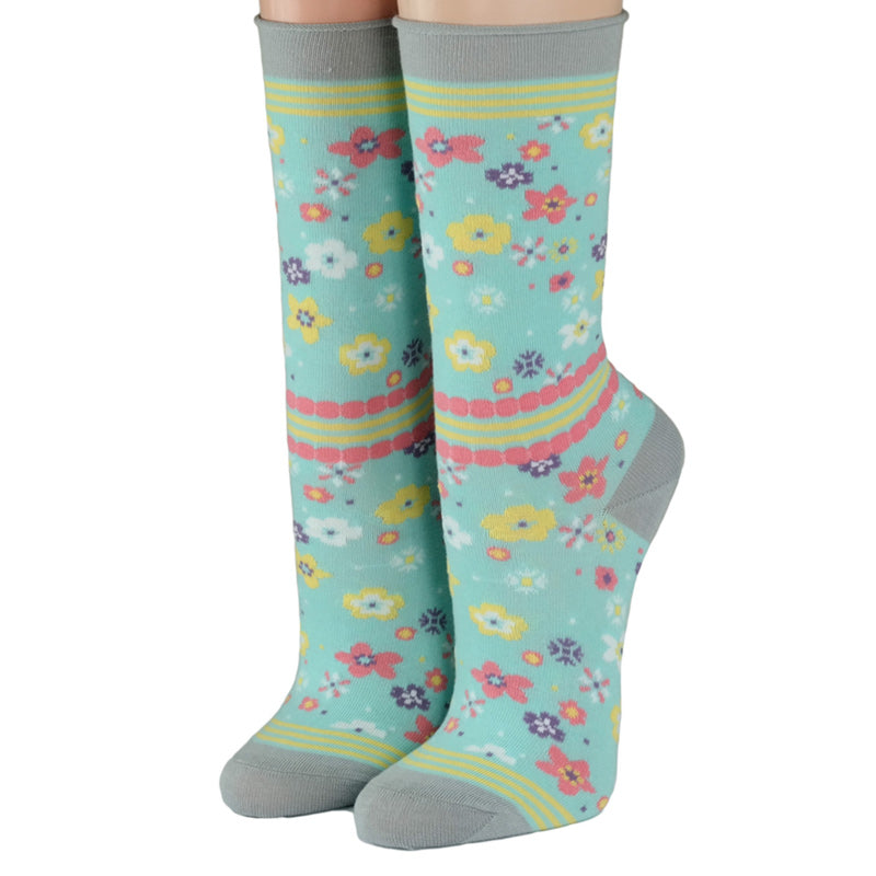 Crönert Longsocks mit Rollsaum kleine Streublumen 18716 Crönert Socken