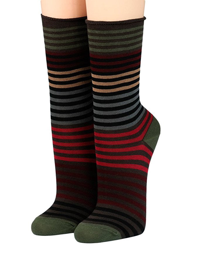 Crönert Longsocks mit Rollrand Ringel 18802 oliv 2142 Crönert 