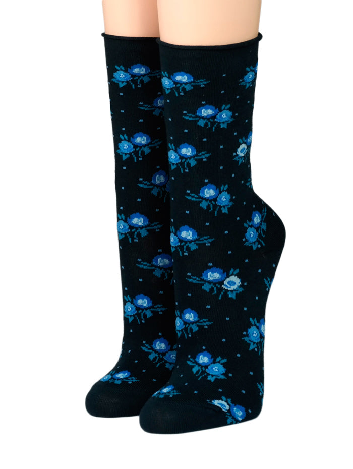 Crönert  Damensocken Hellblauen Streublumen 