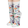 Damensocken Vögel Blütenzweigen Weiß