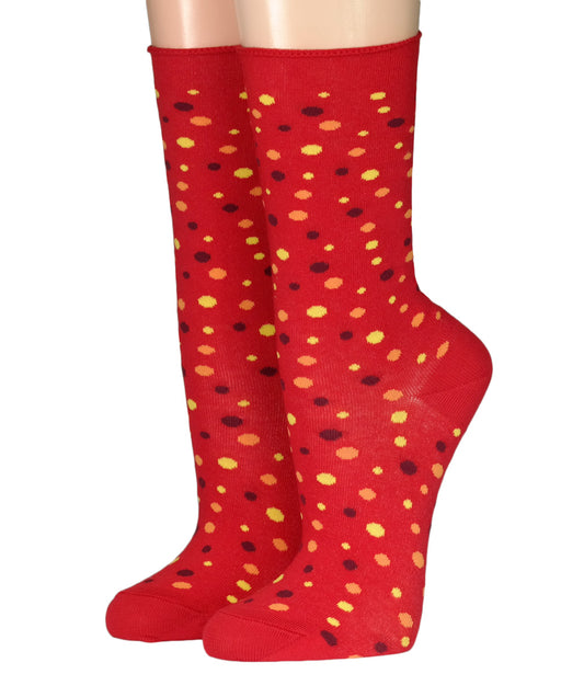 Crönert Socken bunte Punkten aufRot 